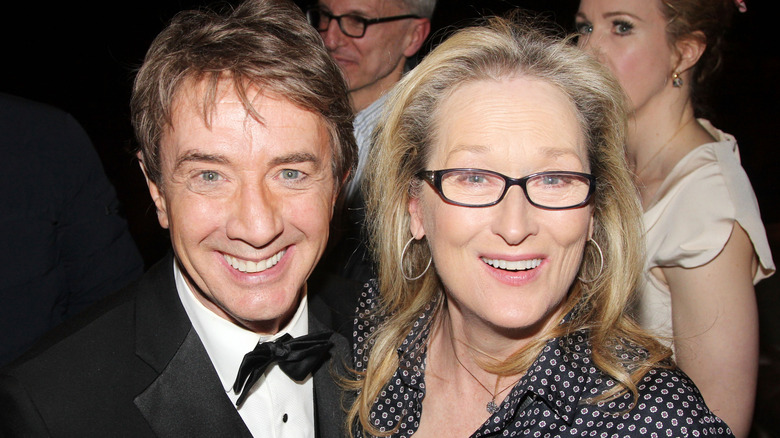 Martin Short and Meryl Streep smiling backstage at 