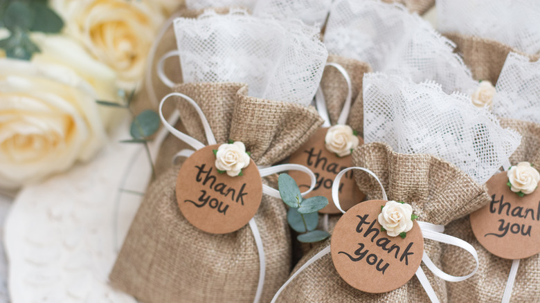 wedding favors with the word thank you