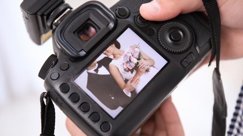 wedding photos on a camera