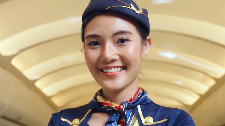 flight attendant smiling