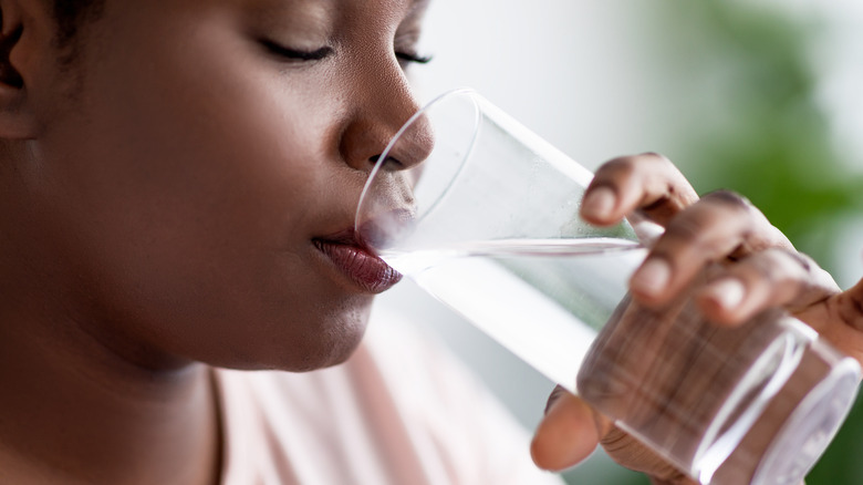 woman drinking water