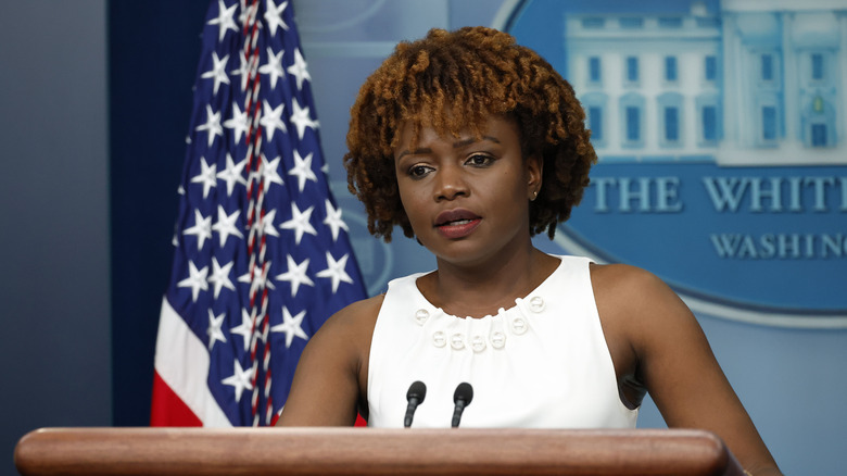 Karine Jean-Pierre at the White House press secretary podium