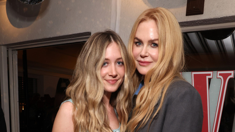 Sunday Rose posing with mom Nicole Kidman at an event.