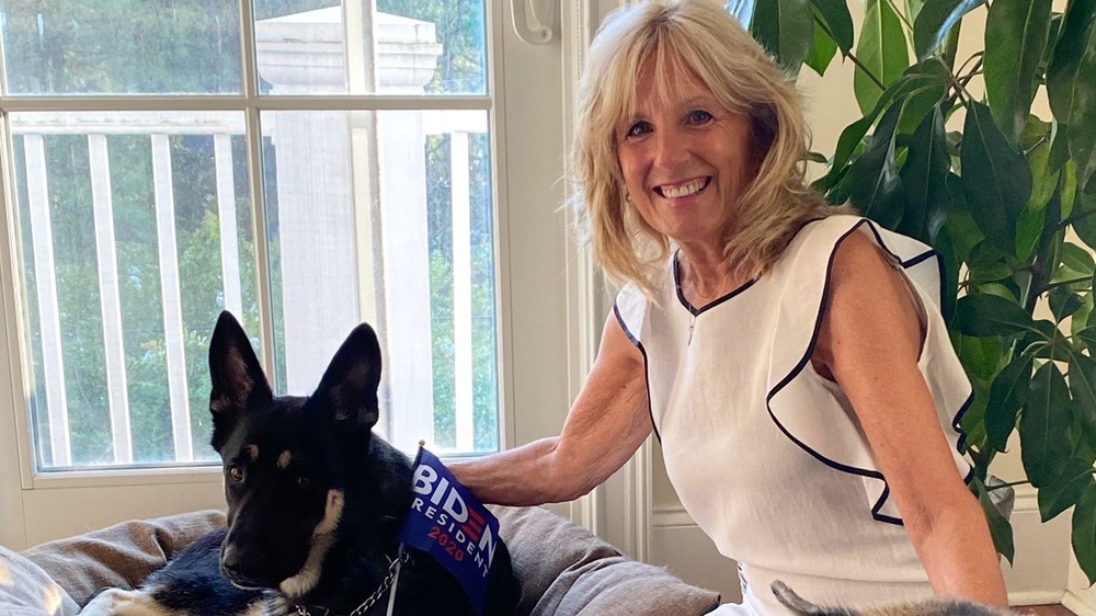 Jill Biden smiling with Major