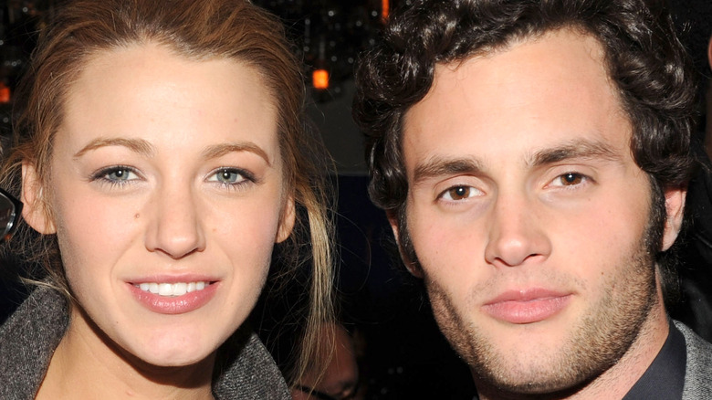 Penn Badgley and Blake Lively smiling