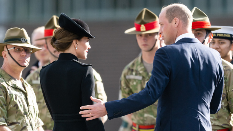 Princess Catherine and Prince William greet troops at Army Training Centre Pirbright