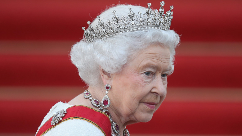 Queen Elizabeth II wearing her crown