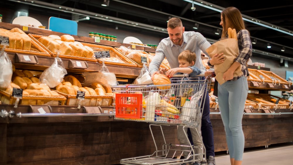 Bread selection at a supermarket