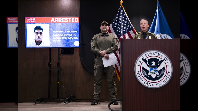 Greg Bovino giving a press conference