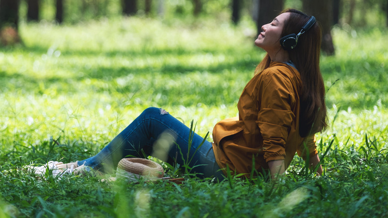 woman relaxing in nature