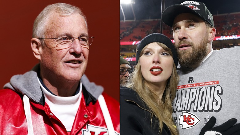 Composite image of Scott Swift, Taylor Swift, and Travis Kelce