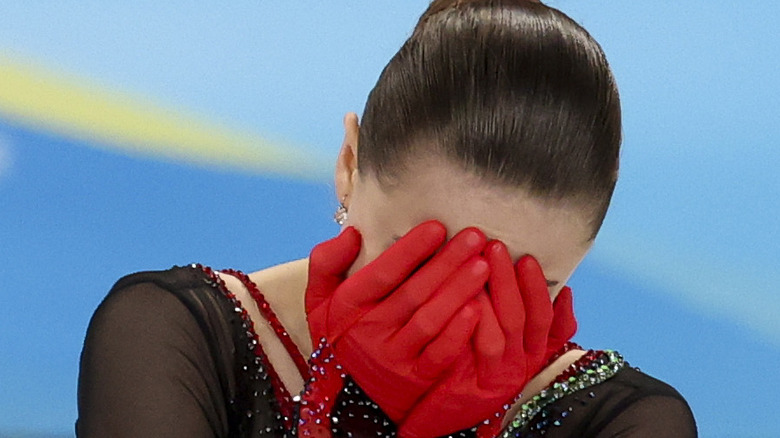 Kamila Valieva upset at the end of her free skate