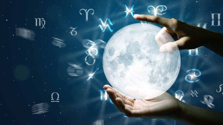 astrology symbols with a moon