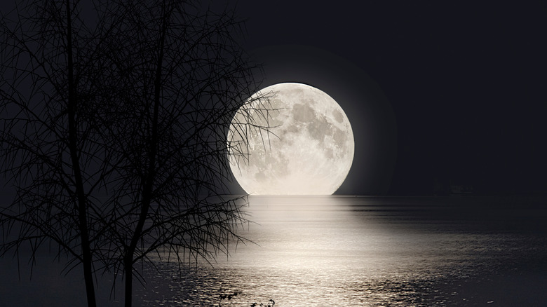 Full moon over river 