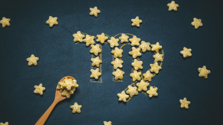 Virgo zodiac sign made out of cereal stars 