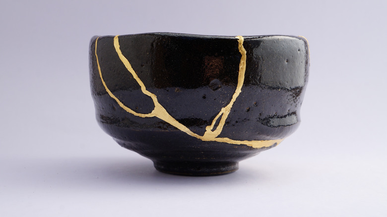 Black kintsugi bowl 