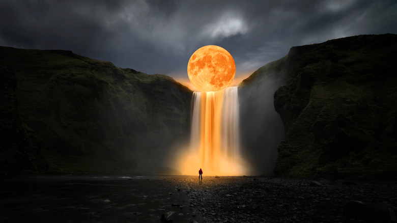Full moon waterfall effect 