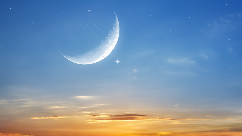 new moon in the sky