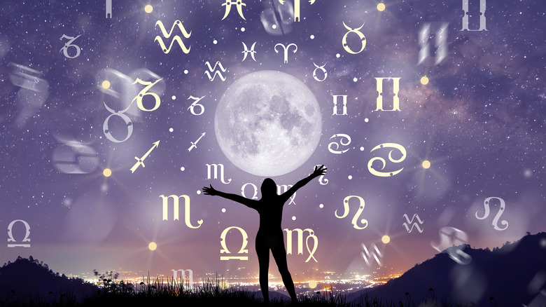 Zodiac signs around full moon