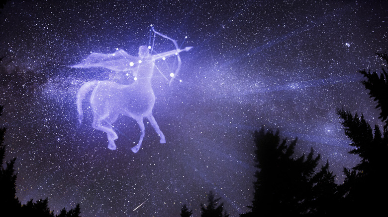 Sagittarius zodiac sign in starry sky 