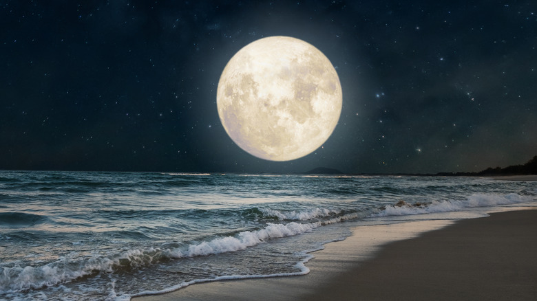 Full moon over an ocean