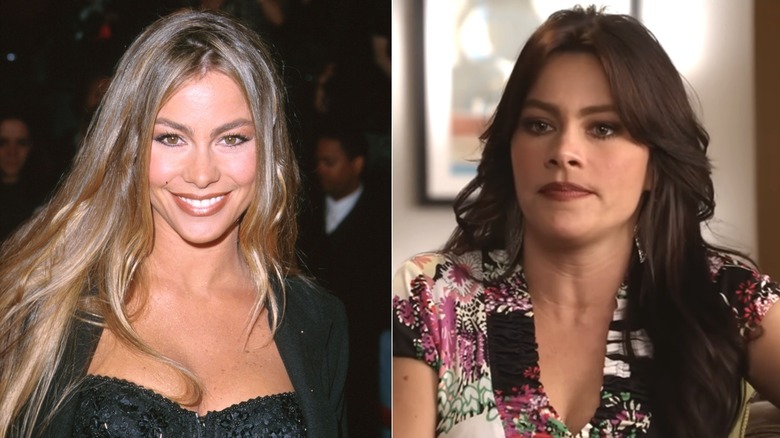 Sofia Vergara with blond hair and brown hair