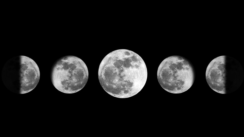 moon phase in front of black background