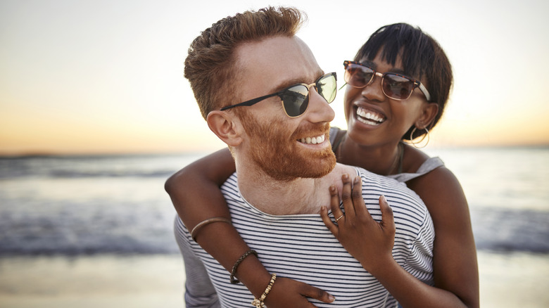 Happy couple at the beach