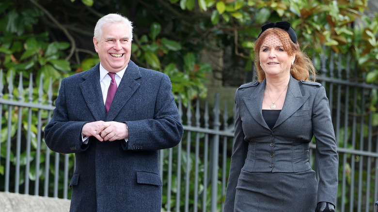 Prince Andrew smiling alongside Sarah Ferguson