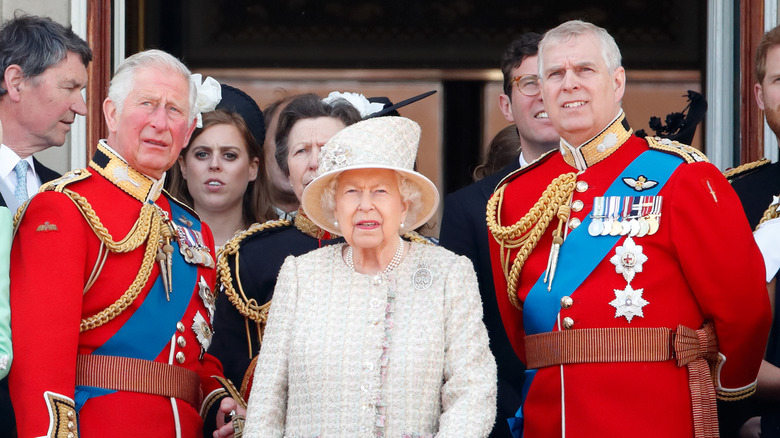 King Charles III, Queen Elizabeth II, and Prince Andrew