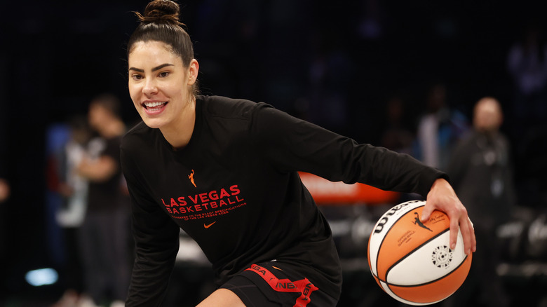 Kelsey Plum practicing on the court