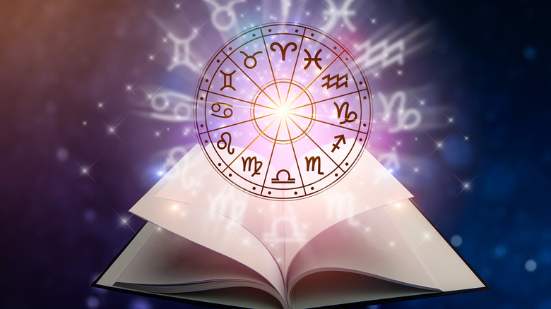 A zodiac wheel and a book 