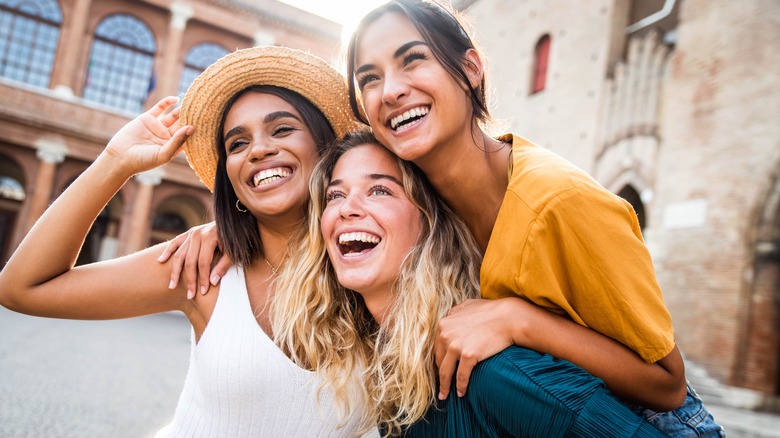 Friends laughing together 