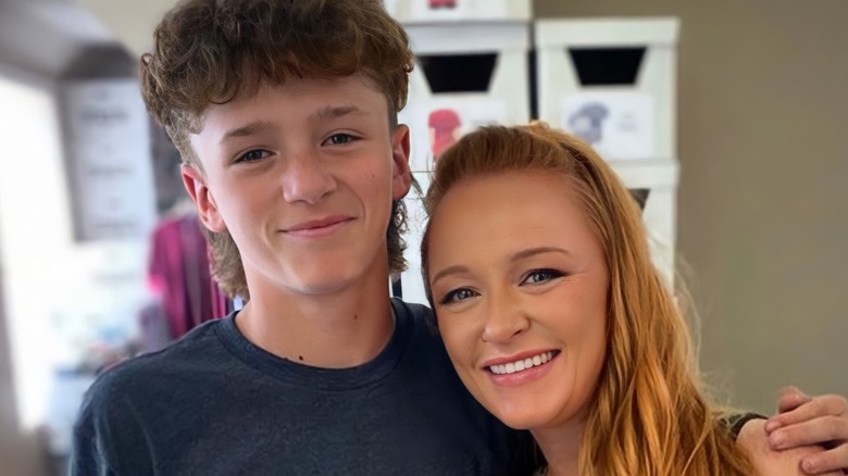 Maci Bookout McKinney posing with son Bentley