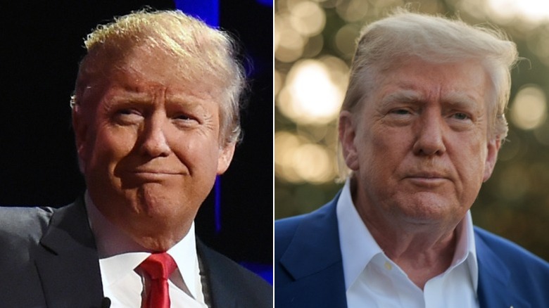Split image of Donald Trump from 2015 and Donald Trump from 2025