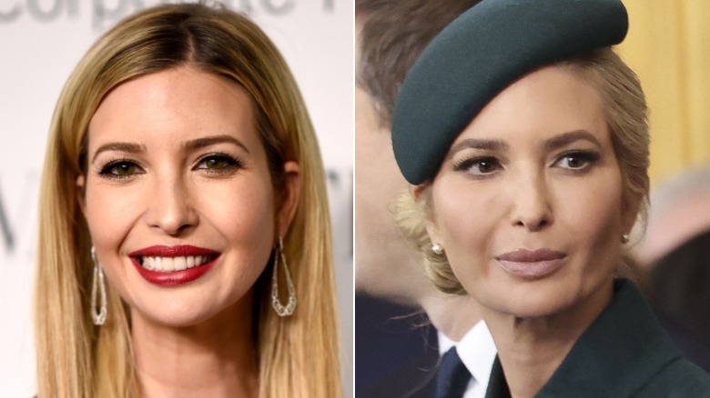 Split image of Ivanka Trump from 2015 and Ivanka Trump from 2025