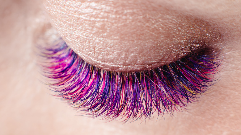Colorful purple eyelashes