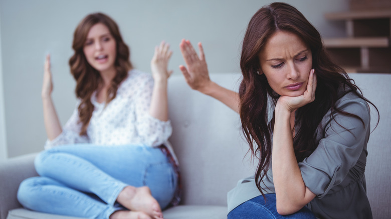 Woman being dramatic during argument