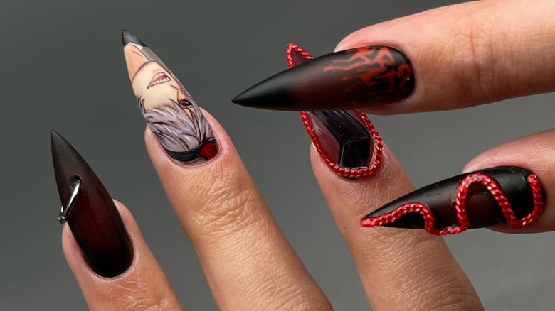 Anime 3D pierced cluttercore nails