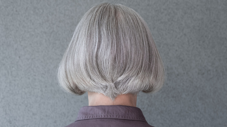 Cropped silver hair 