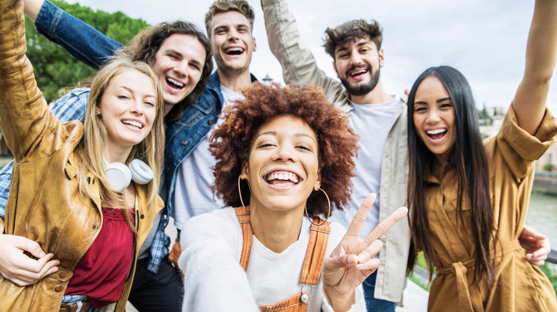 friends taking selfie together