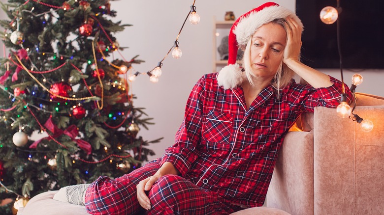 Dejected woman on Christmas