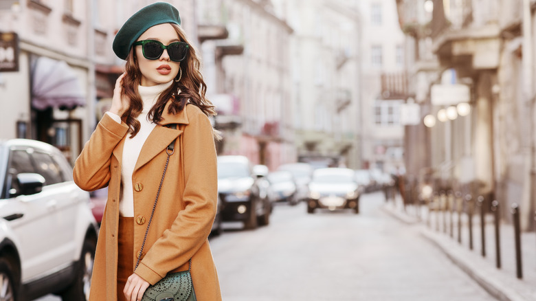 Trendy woman walking 