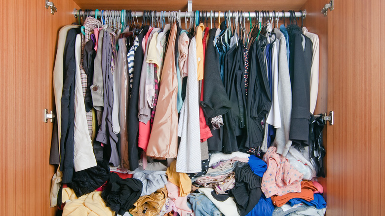 Cluttered looking closet