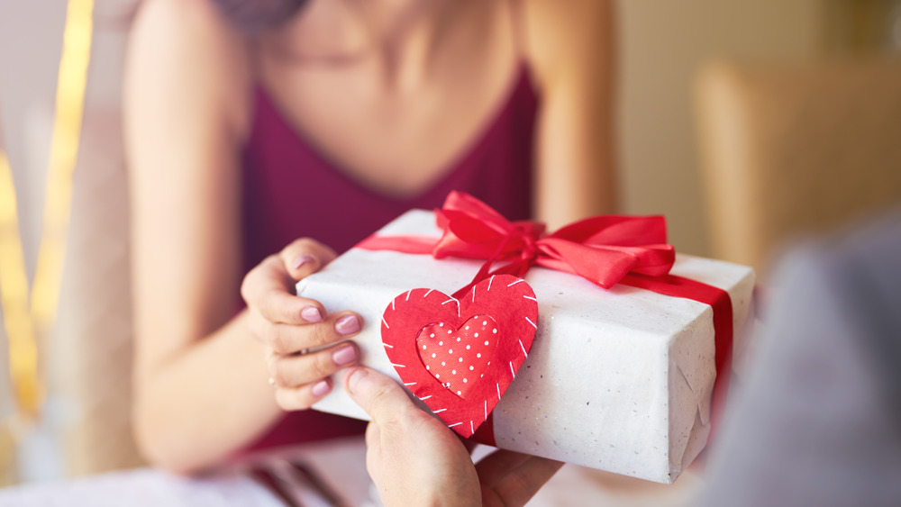 Woman holding Valentine's day gift