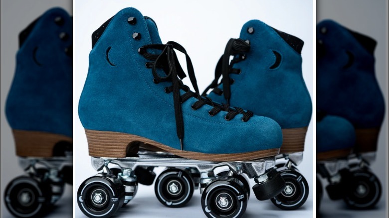 Teal colored roller skates