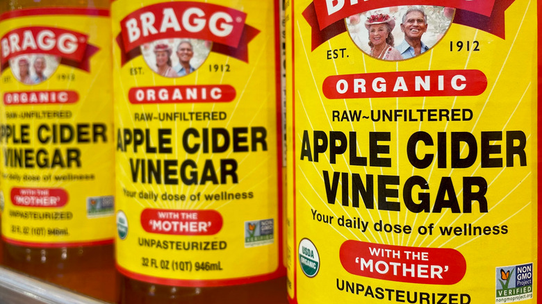 Bottles of apple cider vinegar