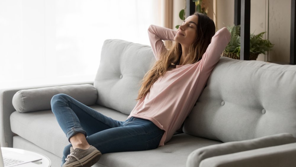 Woman relaxing on the couch