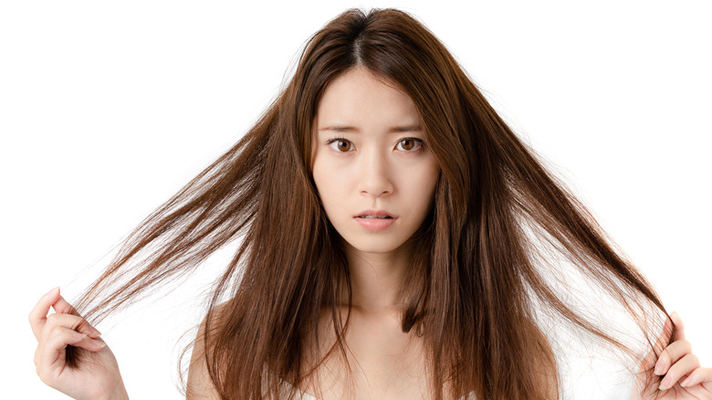 Woman with dull hair
