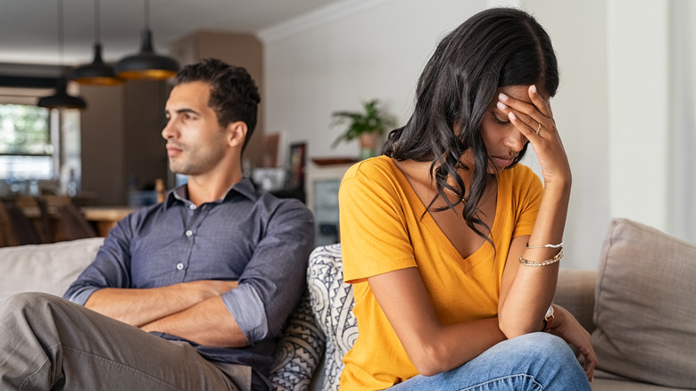 Couple turned away from each other